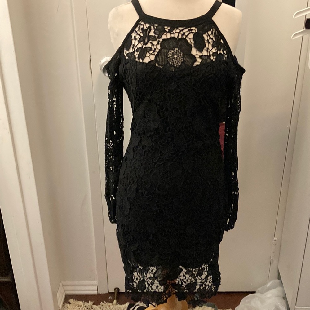 Lace cold shoulder dress